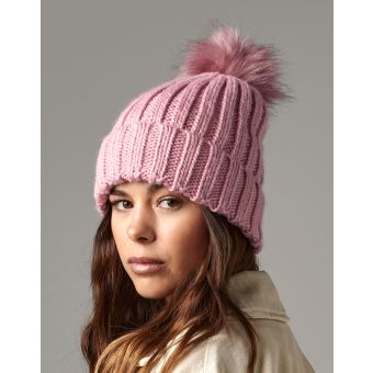 Beechfield Verbier Fur Pop Pom Chunky Beanie