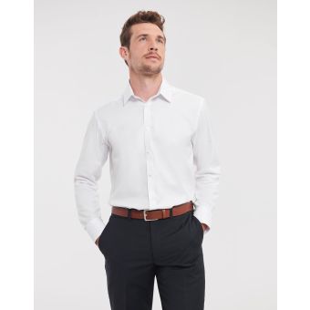 Russell Herren Langarm-Fischgrät-Hemd